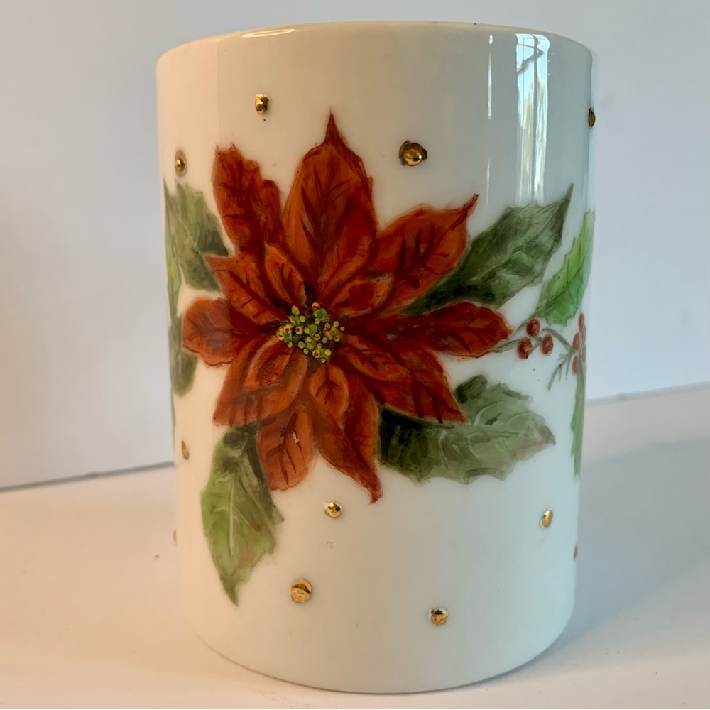 Poinsettia Holiday Mug Hand Painted